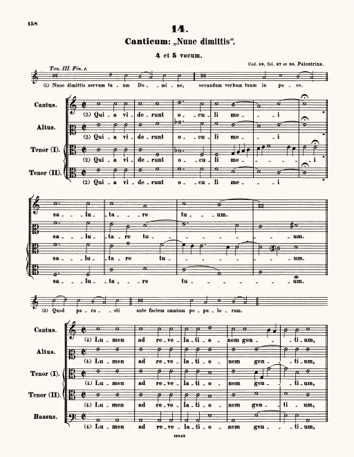 First page of Nunc dimittis