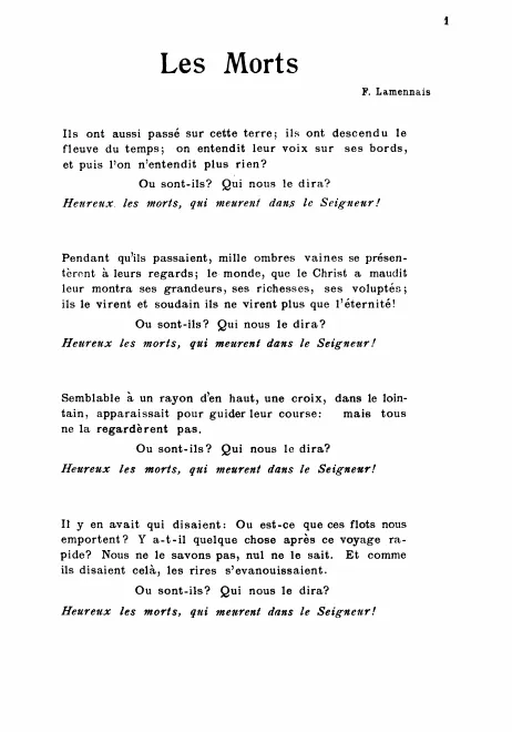 First page of Les morts