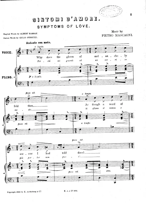 First page of Sintomi d'amore