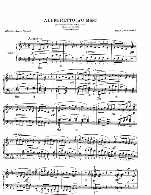 First page of Allegretto in C minor