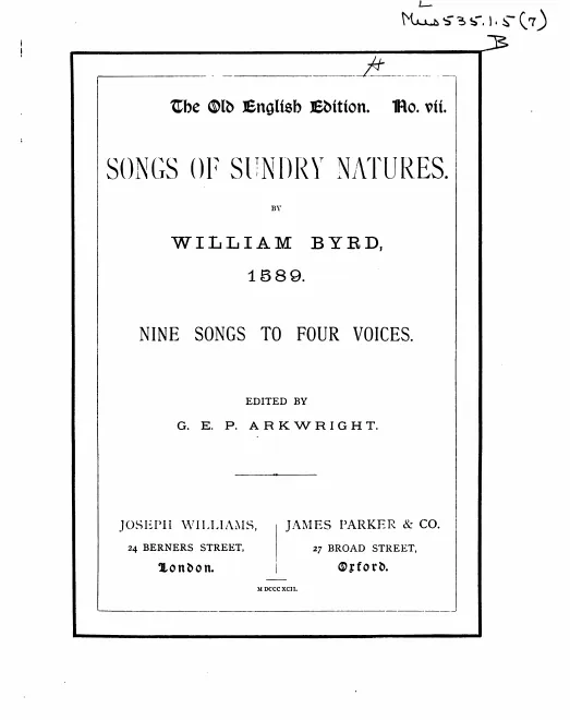 First page of Songs of Sundry Natures