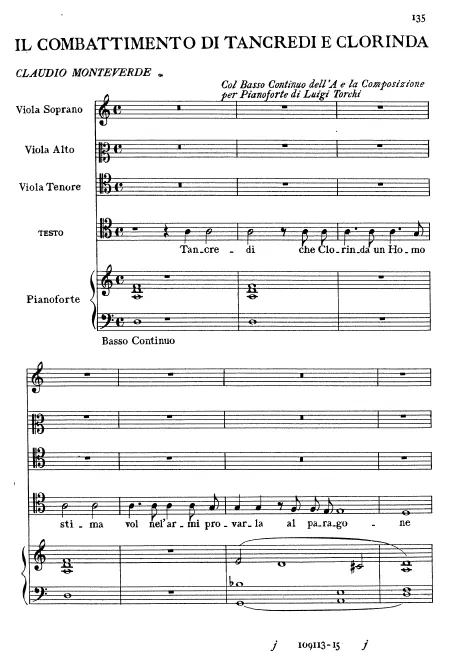 First page of Combattimento di Tancredi e Clorinda