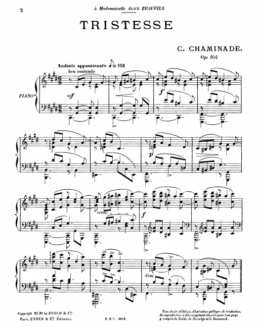 First page of Tristesse, Op.104