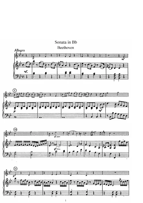 First page of Flute Sonata in B-flat major
