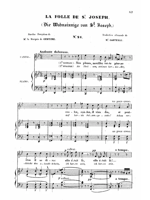 First page of La folle de St. Joseph
