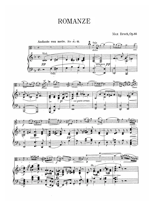 First page of Romanze für Bratsche ind Orchester