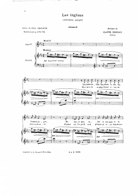 First page of Fêtes galantes, Deuxième recueil