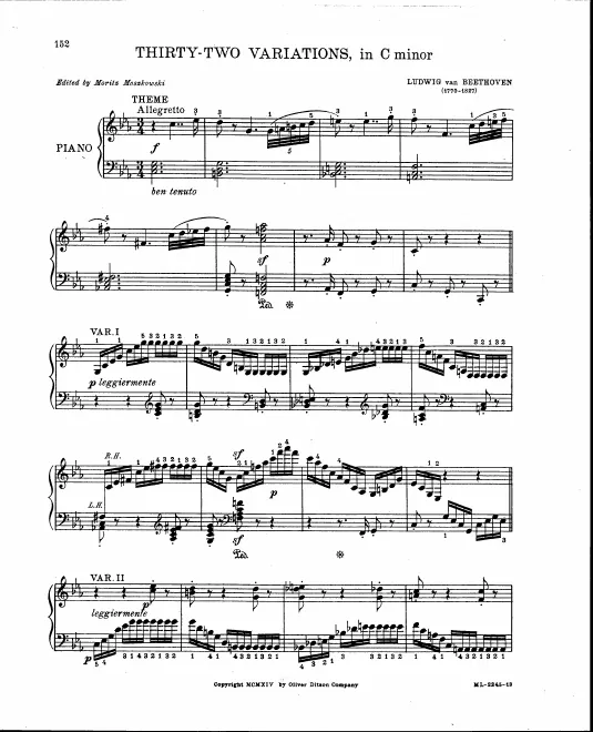 First page of Thirty-two variations in C minor on an original theme
