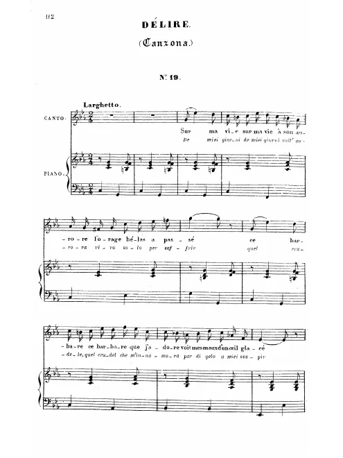 First page of De' miei giorni / Délire