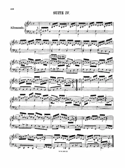 First page of French Suite No.4 in E-flat major
