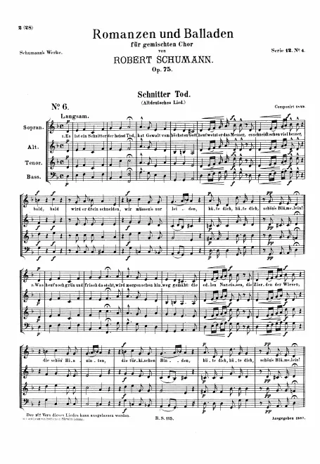 First page of Romanzen und Balladen, Heft II