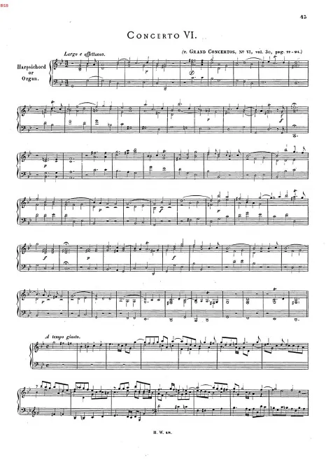 First page of Organ Concerto in G minor, HWV 300