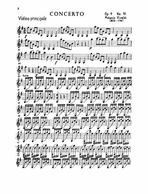 First page of Violin Concerto in G major