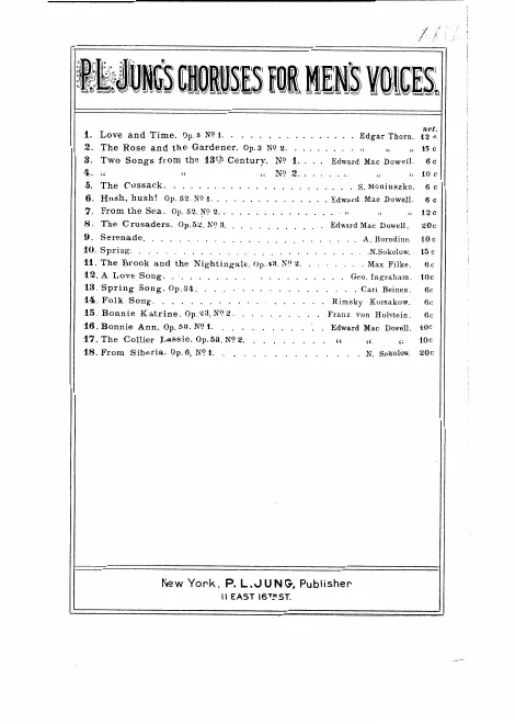 First page of 2 Choruses for Male Voices