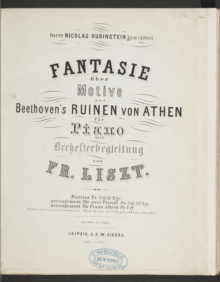 First page of Fantasie über Motiven aus Beethovens Ruinen von Athen
