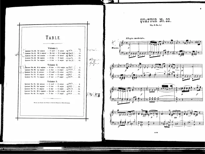 First page of String Quartet in D minor