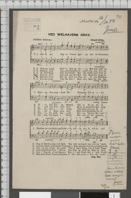 First page of Music at Welhavens Grave
