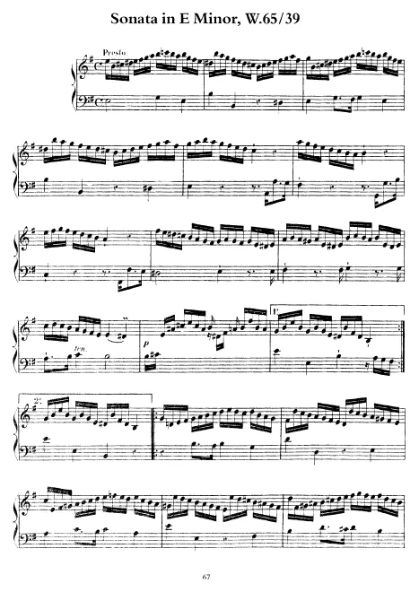 First page of Keyboard Sonata in E minor