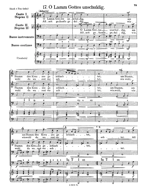 First page of O Lamm Gottes unschuldig