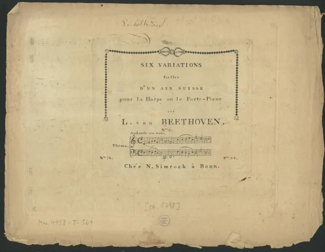 First page of 6 Variations on a Swiss song