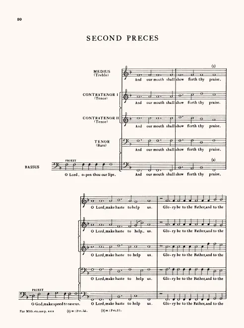 First page of Second Preces and Psalm