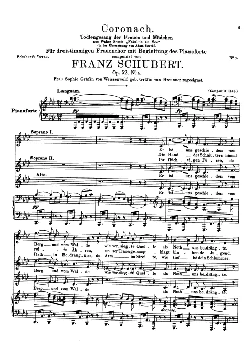 First page of Coronach (Todtengesang der Frauen und Mädchen)