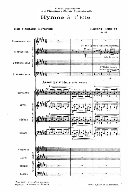 First page of Hymne à l'Eté
