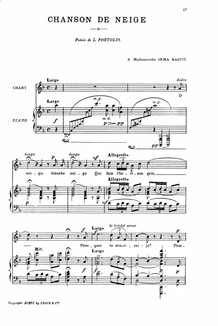 First page of Chanson de neige