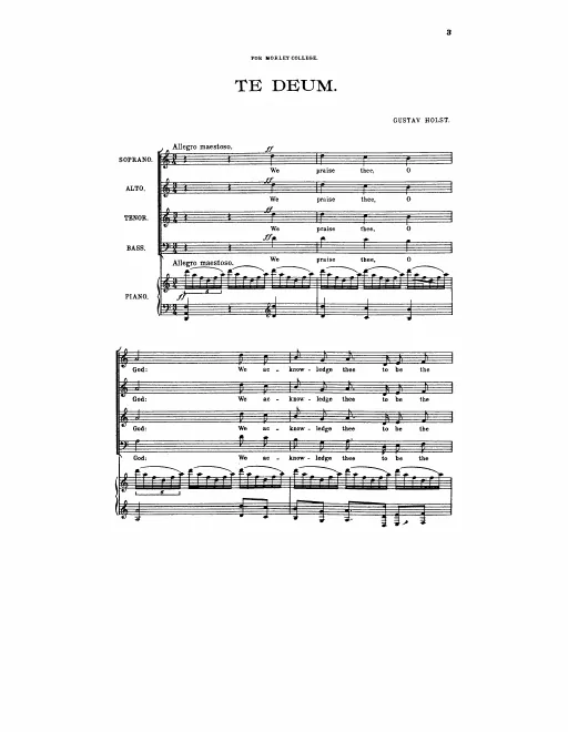 First page of Short Festival Te Deum