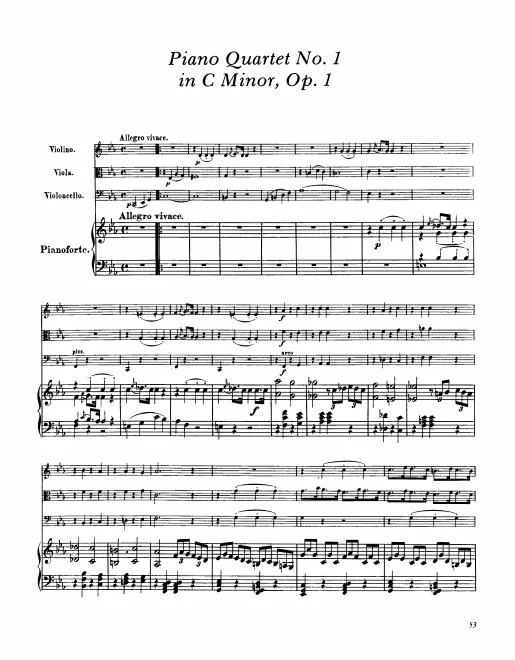 First page of Piano Quartet No.1 in C minor