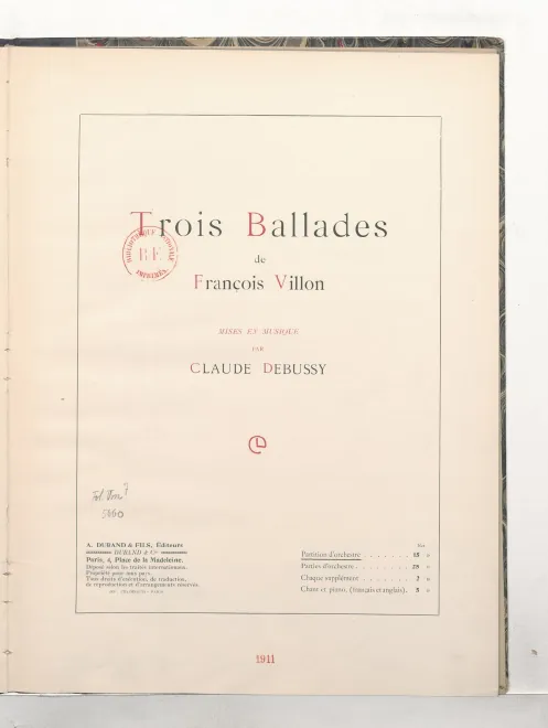 First page of Trois Ballades de François Villon