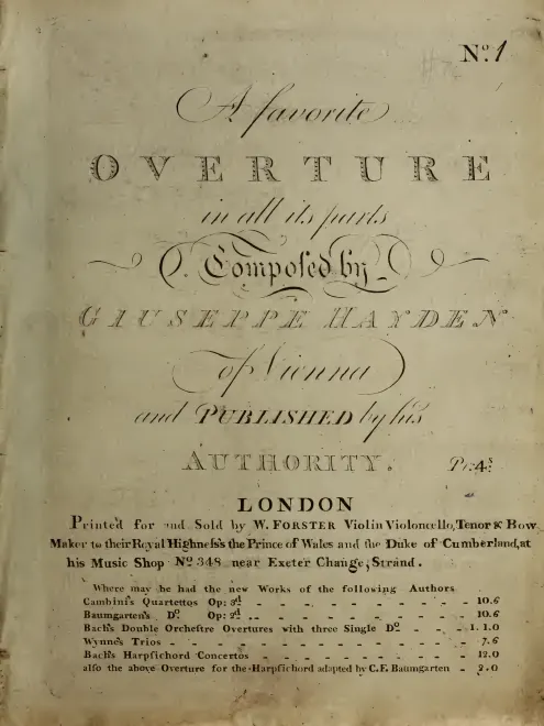 First page of Overtures and Symphonies