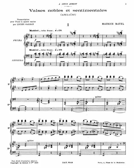 First page of Valses nobles et sentimentales