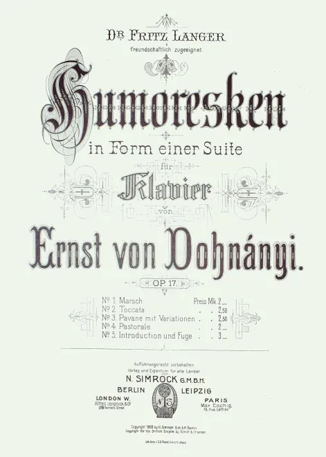 First page of Humoresken in Form einer Suite