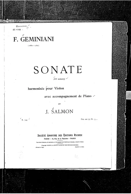 First page of Violin Sonata in C minor