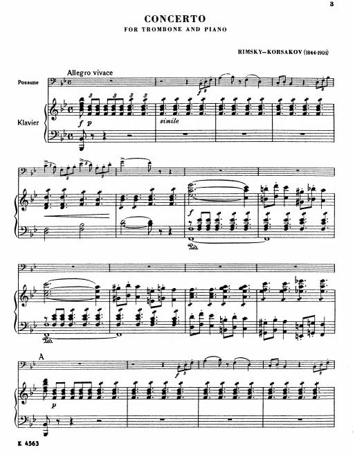First page of Trombone Concerto