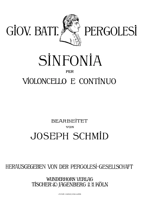 First page of Sinfonia for Cello and Continuo