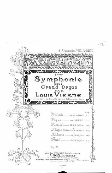 First page of Première symphonie pour grand orgue