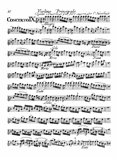 First page of Violin Concerto in D minor