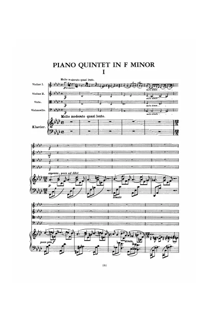 First page of Quintette en Fa mineur, pour piano, 2 violins, alto et violoncelle
