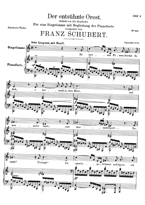 First page of Der entsühnte Orest, D.699