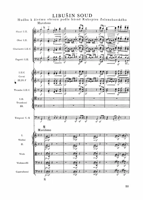 First page of Libuše's Judgement, Music for a Live Picture after a Poem from the Zelená Hora Manuscript