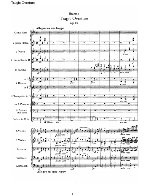First page of Tragic Overture