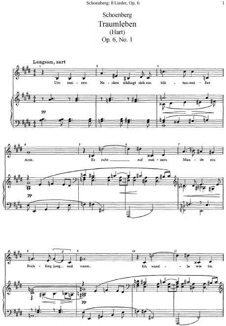 First page of Acht Lieder für eine Singstimme und Klavier