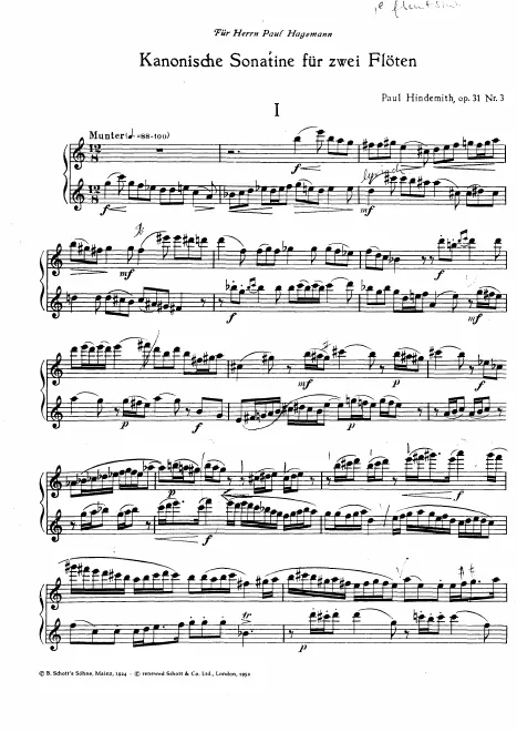 First page of Kanonische Sonatine für Zwei Flöten