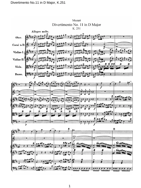 First page of Divertimento