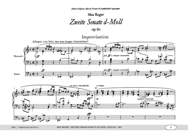 First page of Sonate (No.2) für Orgel in d-Moll