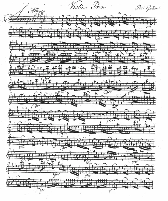 First page of Sinfonia in B-flat major