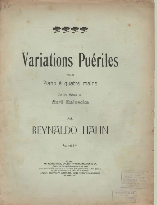 First page of Variations puériles sur une mélodie de Reinecke