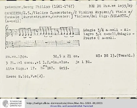 First page of Violin Concerto in A minor